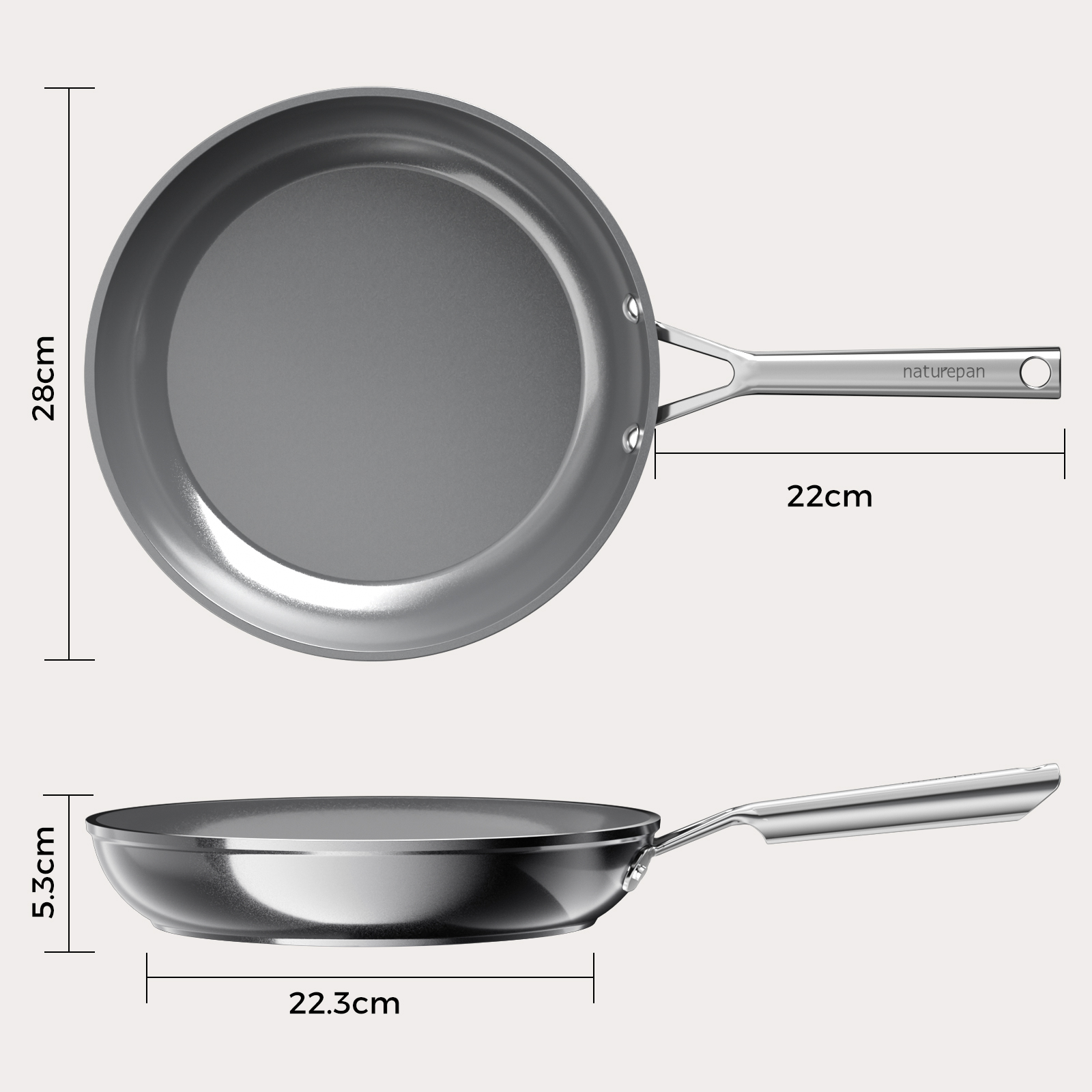 Naturepan Diamond-Titanium Keramik Bratpfannen Set
